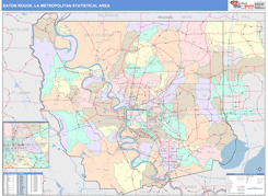 Baton Rouge Metro Area Digital Map Color Cast Style